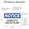 Signmission Domestic Water Pump, 14 in W x Rectangle, Vinyl Decal OS-2PACK-NS-D-1014-L-11450 - alternate 3